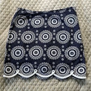 Golftini cotton navy white scallop edged golf skirt side zip and pockets - 4L